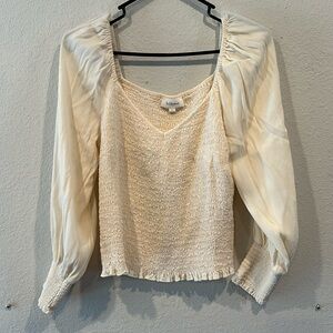 Bohme smocked cream blouse.